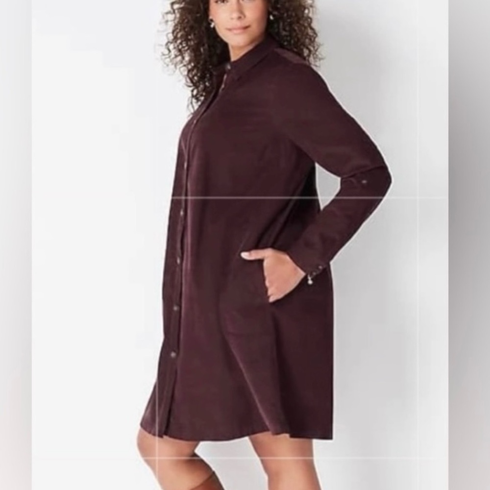 🤎 J.Jill Corduroy Button-Front Shirtdress – Brown – Size Medium